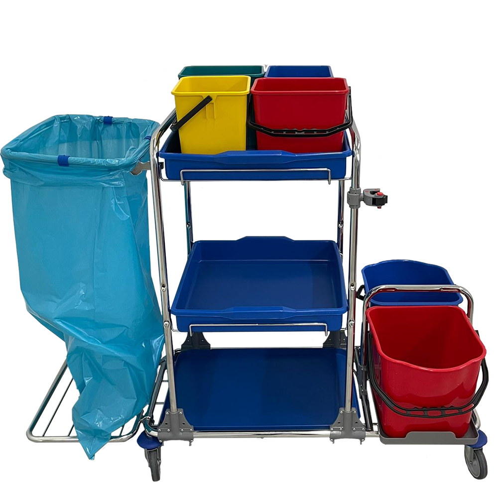 Cleaning trolley chrome steel MAXI PLUS incl. press Cleaning trolley chrome steel MAXI PLUS incl. press