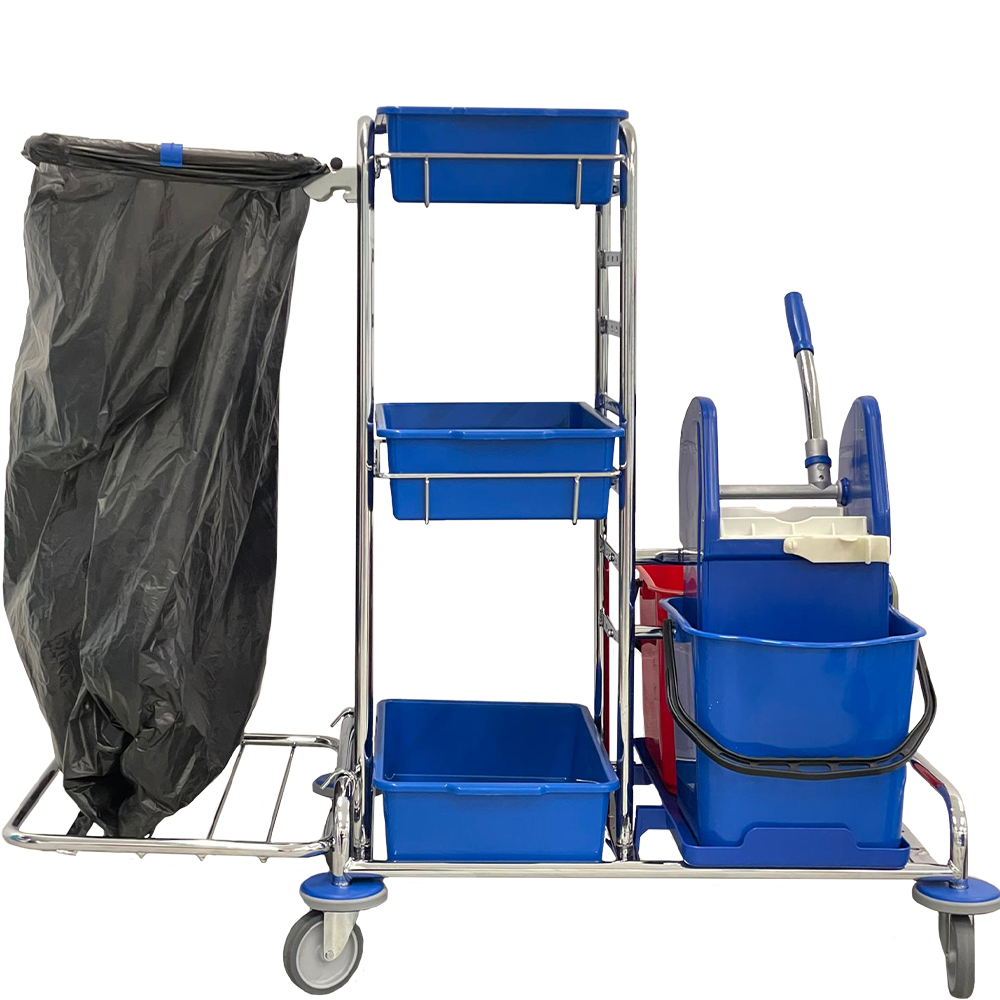 Cleaning trolley chrome steel MAXI incl. press Cleaning trolley chrome steel MAXI incl. press