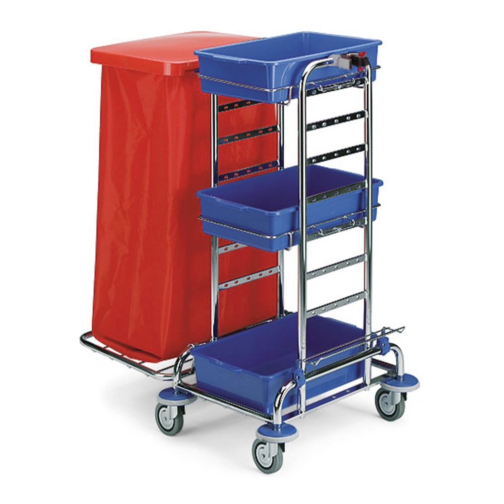Cleaning trolley chrome steel MIDI