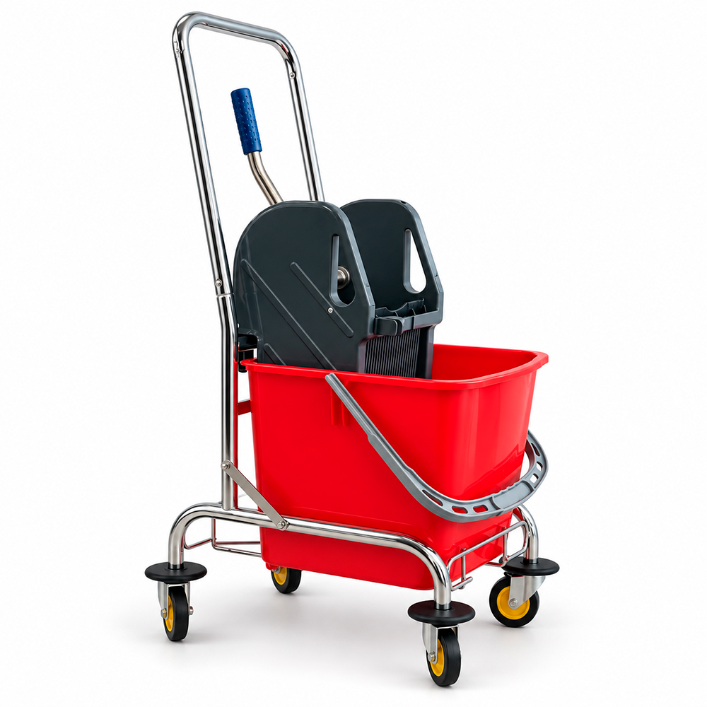 Secchio carrellato semplice 25 litri con pressa