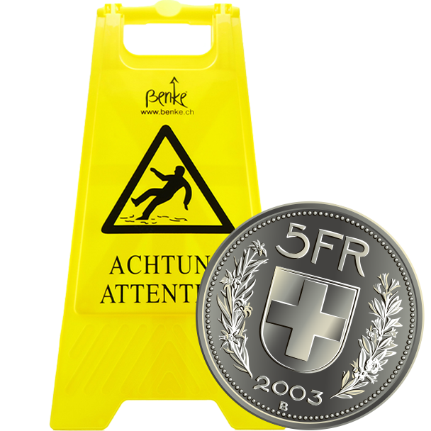 5 CHF Warnschild